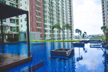 Outdoor swimming pool in a residential complex