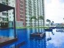 Outdoor swimming pool in a residential complex