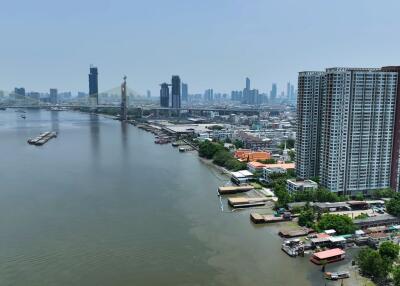 High-rise residential buildings with a river view