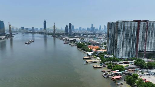 High-rise residential buildings with a river view