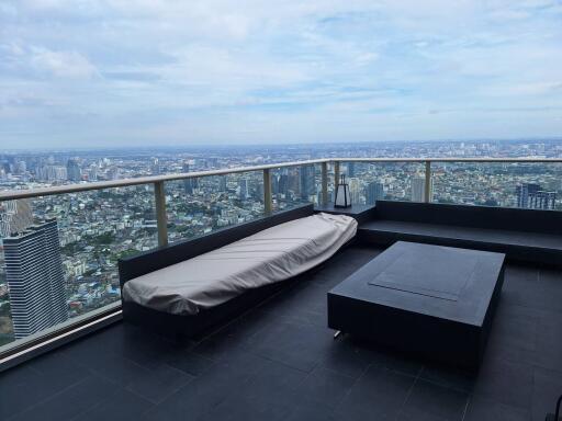 Spacious balcony with panoramic city view