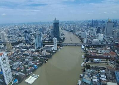 Aerial view of the city with river in the middle