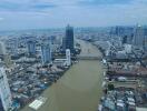 Aerial view of the city with river in the middle