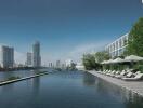 Rooftop pool with city skyline view