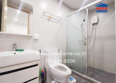 Modern bathroom with shower and toilet