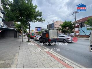 Street view with cars and buildings