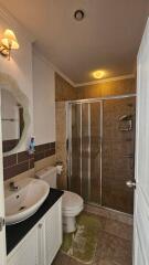 Modern bathroom with shower and amenities