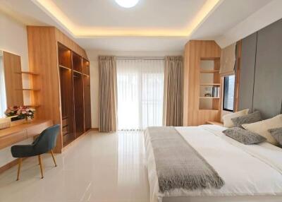 Spacious bedroom with modern decor