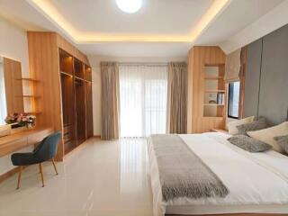 Spacious bedroom with modern decor