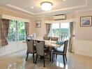 Elegant dining room with modern furniture and natural light