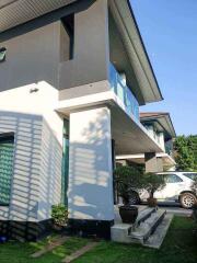 Modern two-story building with a balcony