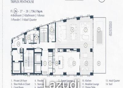 757 ตร.ม.  4 ห้องนอน  5 ห้องน้ำ คอนโดสำหรับ ขายใน คลองตันเหนือ