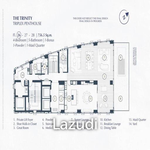 757 ตร.ม.  4 ห้องนอน  5 ห้องน้ำ คอนโดสำหรับ ขายใน คลองตันเหนือ