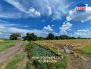 View of rural landscape with blue sky, greenery, and waterbody