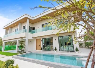 Modern two-story house with pool