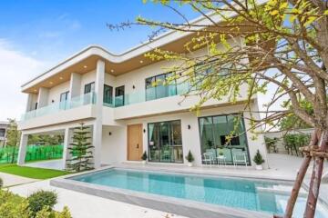 Modern two-story house with pool