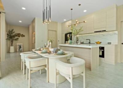 Modern dining area with an open kitchen