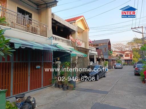 Exterior view of residential buildings on a street