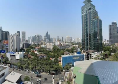 Cityscape view from a balcony