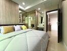 Modern bedroom with wardrobe and ensuite bathroom