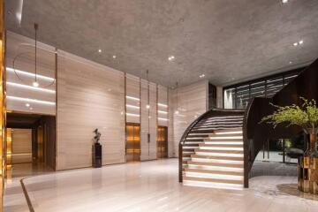 Modern building lobby with staircase