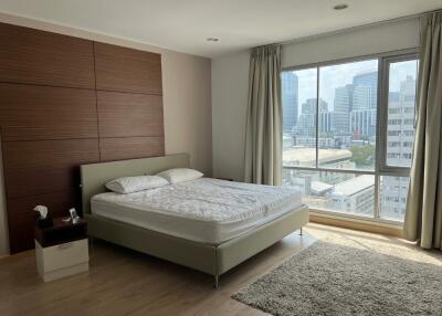 Modern bedroom with city view