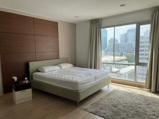 Modern bedroom with city view