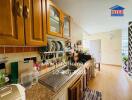 kitchen with wooden cabinets and modern appliances