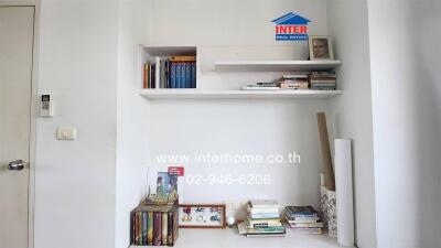 Bookshelf with books and decor