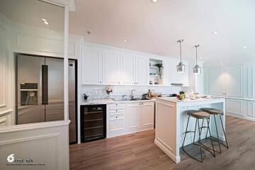 Modern kitchen with island and seating