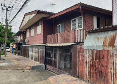 Exterior of a two-story wooden building