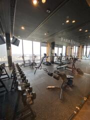 Well-equipped gym with city view