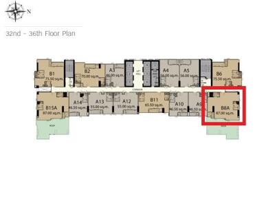 Floor plan of 32nd to 36th floor