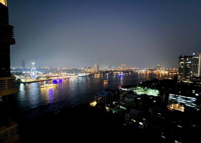 City skyline view at night from building