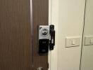 Door with electronic lock system and door handle