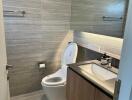 Modern bathroom with toilet and vanity