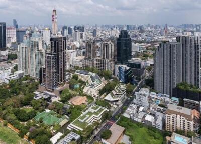 Panoramic view of a city with skyscrapers and buildings