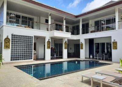 Modern two-story house with swimming pool