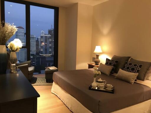 Modern bedroom with city view