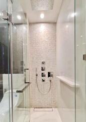 Modern bathroom with glass shower enclosure