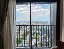 Modern balcony with a city view