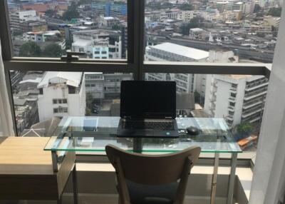 Home office with city view