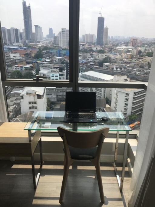 Home office with city view