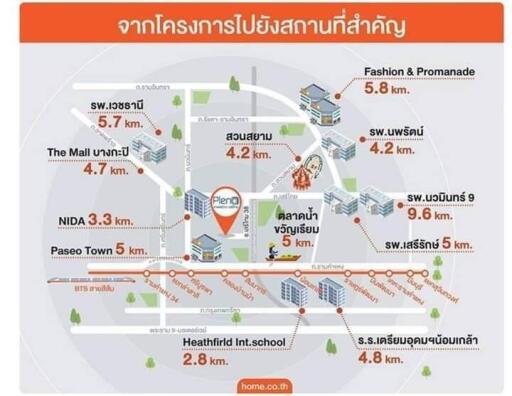 Map showing proximity to important locations