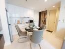 Modern kitchen with dining area