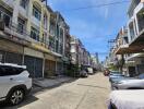 Street view of residential buildings