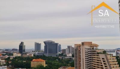 City skyline view from a high-rise building