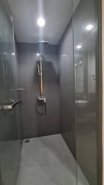 Modern shower with glass door