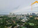 Cityscape view from high floor apartment