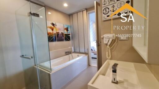 Modern bathroom with bathtub and separate shower